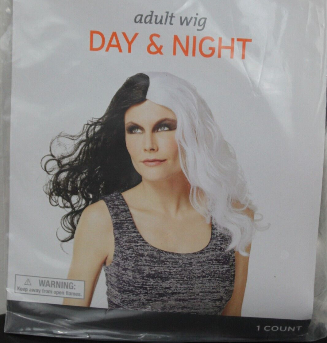 Día Y Noche Cruella De Vil Disfraz Adulto Mujer Postizo Negro Blanco Villain