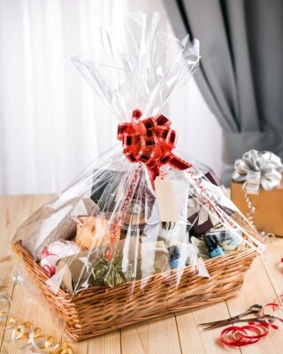 Pack Clear Gift Basket Bags ONLY,Large Cellophane Present