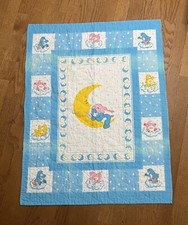 1983 Vintage Care Bears Baby Toddler Quilt 42  x32  