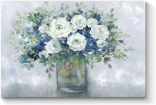 Floral Canvas Wall Art - Abstract Bouquet for Living Room Multiple Sizes 