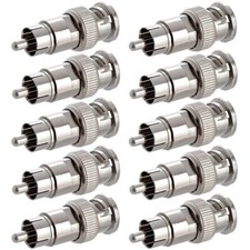 10 Pcs BNC Male to RCA Male Coax Coaxial Cable Connector Adapter For CCTV Camera
