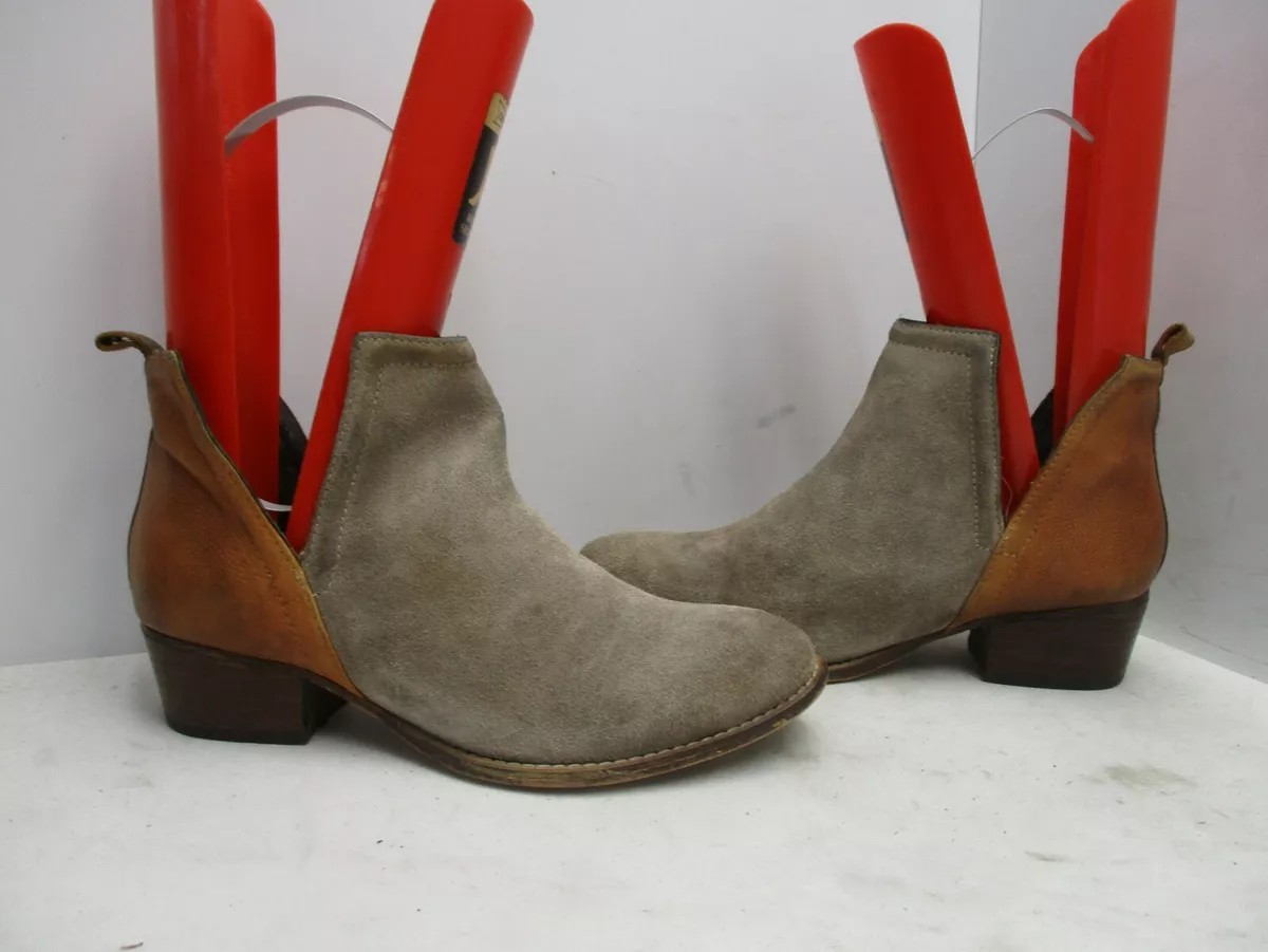 Diba True Stop By Taupe Brown Suede Leather Ankle Boots Womens