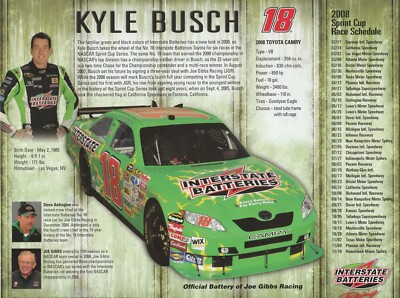 2008 Kyle Busch Interstate Batteries NASCAR Racing Promo Handout 8