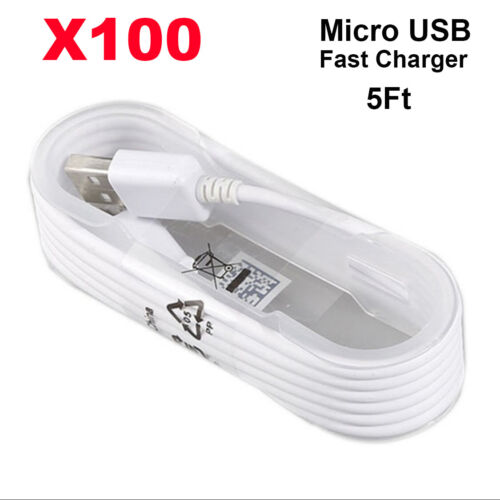 Lot en gros de 100 x 5 pieds chargeur micro USB cordon câble de charge rapide pour Android LG - Photo 1 sur 8