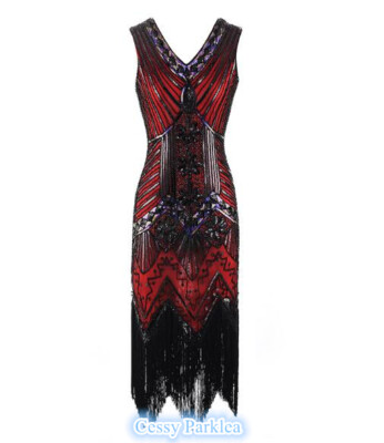open lace back dress BABEYOND Charleston Shine Fringe Dress, 1920s Dresses, Velvet Rouge, 18
