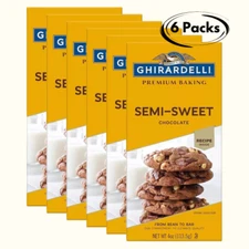 Ghirardelli Chocolate Baking Bar, Semi-Sweet Chocolate, 4-Ounce Bars - PACK OF 6