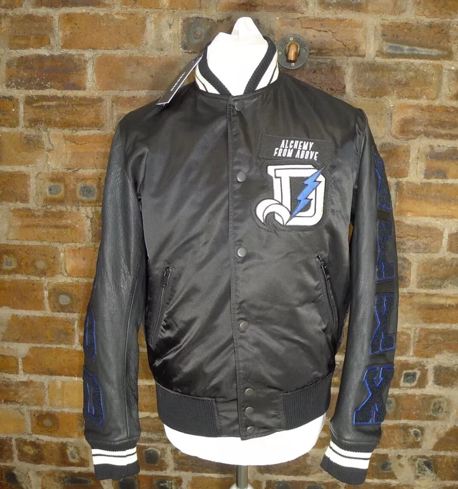 DIESEL KHARKOV FABRIC/LEATHER BOMBER JACKET EMBROIDERED NWT MEDIUM - Image 3 of 4