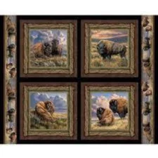 Bison Range Pillow Panel Cotton Fabric