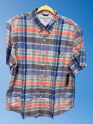 U.S. Polo Assn. Woven S/S Shirt Size XL White , Collared, Stretch