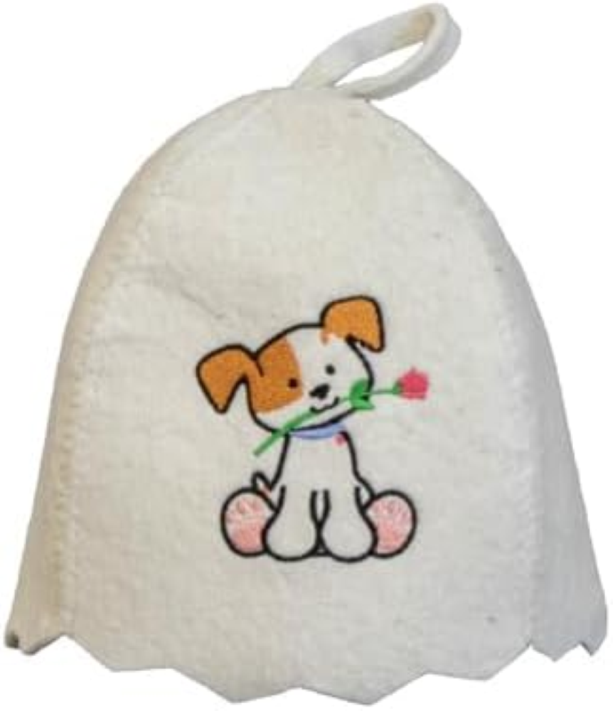 Cappello da sauna per bambini con ricamo, in feltro, cappello da sauna e cucciol