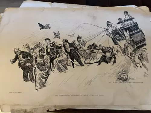 Antique 1893 Black & White Illustrations "Gibson Girl" Copr. by Charles Gibson