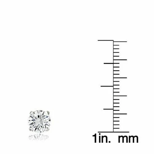 Brincos redondos de prata esterlina com zircônia cúbica 6 mm prata redonda CZ - Imagem 4 de 4