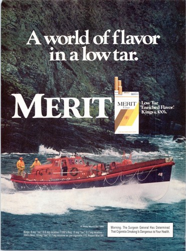 Pubblicità fumo sigarette MERIT ~ 1984 rivista stampa pubblicitaria