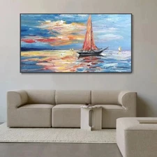 Texture Painting Abstract Ocean Landscape Hand Painted Oil Painting Art Custom