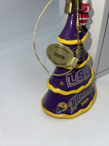 DANBURY MINT 2009 LSU TIGERS CERAMIC TRAIN FOOTBALL ORNAMENT W/ Tag - Picture 5 of 7
