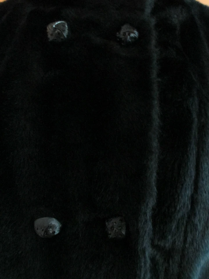 Chaqueta corta de cóctel de piel sintética negra estilo invierno talla L-XL de colección años 50-60  Foto 4 de 4