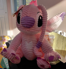 Disney Lilo  Stitch Angel Plush Backpack Pink Corduroy Purple Accents