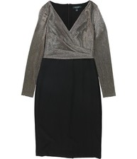 Ralph Lauren Womens Metallic Shirt Dress, Metallic, 2