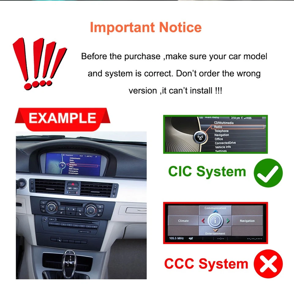 Wireless Carplay Android Auto Touchscreen For BMW CIC 3/5 ER E60 E61 E90 E92 E93 - Photo 4/4