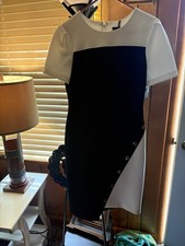 Tommy Hilfiger Women’s Colorblock Sheath Dress Black White Short Sleeve 8 Zip