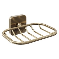 Nuie Trisen Wall Mounted Soap Dish Brushed Brass Wire Basket Brass Bathroom