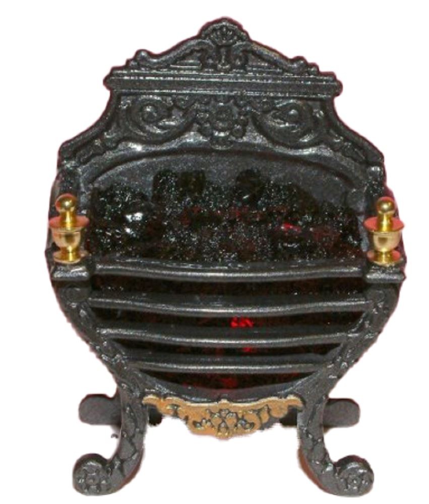 Dolls House Ornate Georgian Glowing Coal Fire Miniature Fireplace Accessory 12V