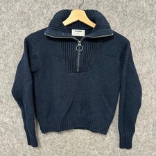 Old Navy Womens XS Petite Blue Quarter Zip Sweater Ribbed Collar