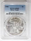1986 1 oz American Silver Eagle PCGS MS 69 TONING Z14