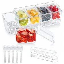 Prime Home Direct Ice Chilled Condiment Caddy - 5 Containers, BPA Free, Party...