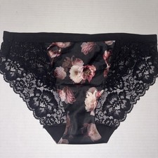 SOMA BLACK FLORAL LIMITED EDITION SATIN  LACE BIKINI PANTIES EXTRA LARGE XL