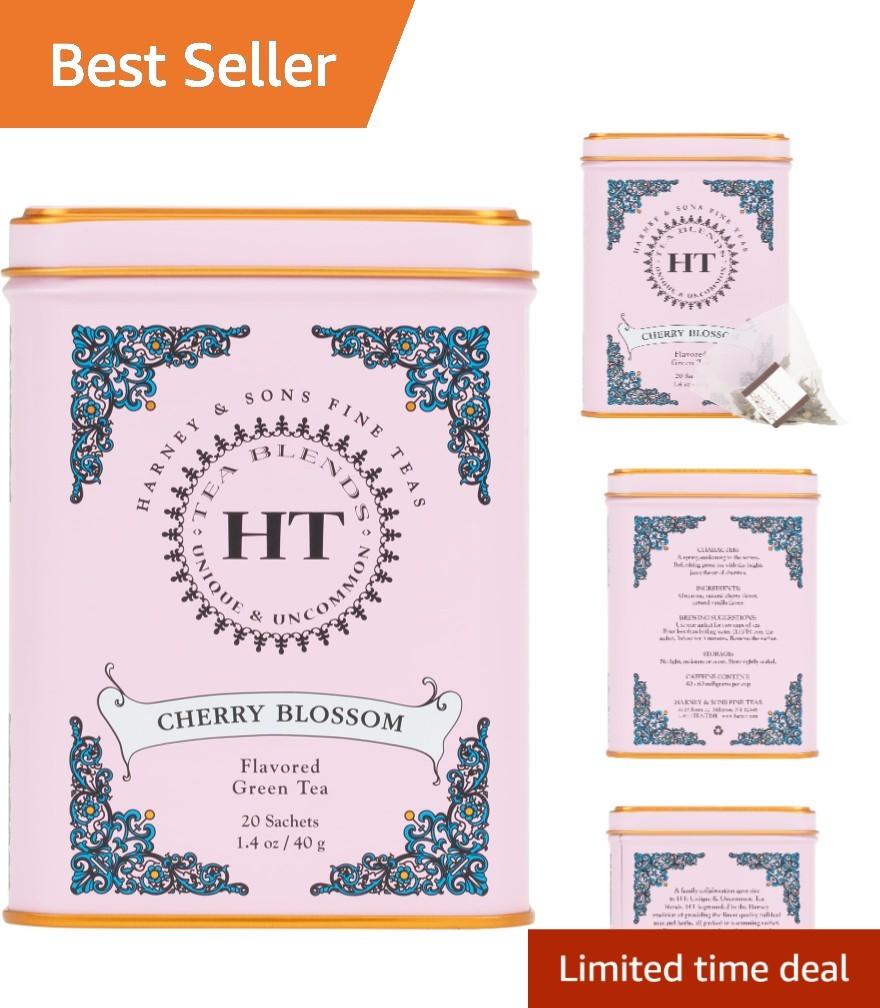 Caffeinated Cherry Blossom Green Tea, 20 Count Tin Sachets - Spring Awakenings