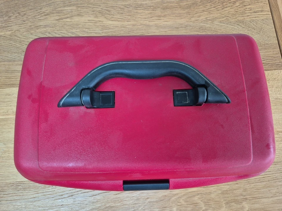 Carlton Vanity Beauty Case Ruby Red Hardshell  Combination Lock Mirror Tray - Image 2 of 4