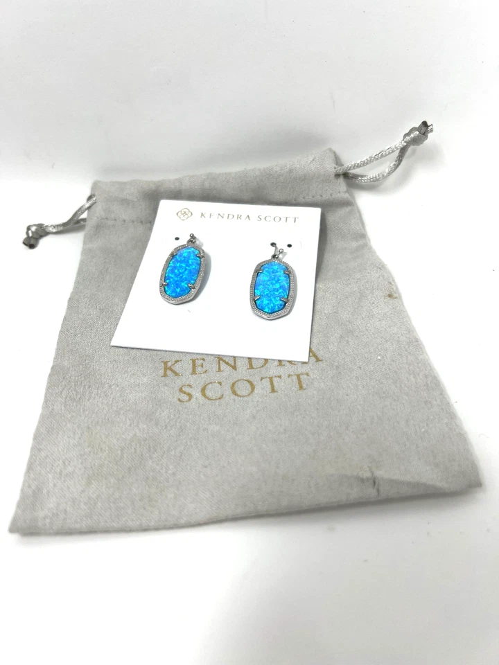 Pendientes colgantes Kendra Scott Dani plateados rodiados azul océano ópalo Kyocera Foto 3 de 4