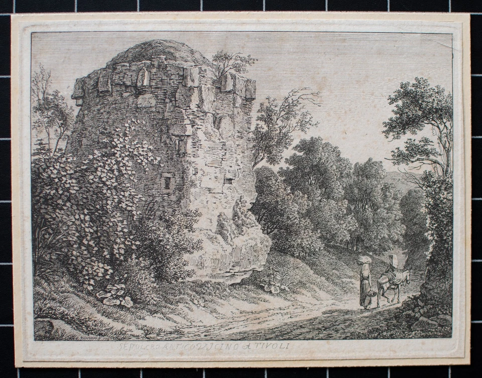 Johann Christian Reinhart Tivoli Sepolcro antico Klassizismus Kupferstich 1792 - Bild 2 von 4