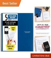 Pacific Blue 5 Subject Spiral Notebook with Study App - 200 College Ruled Sheets
