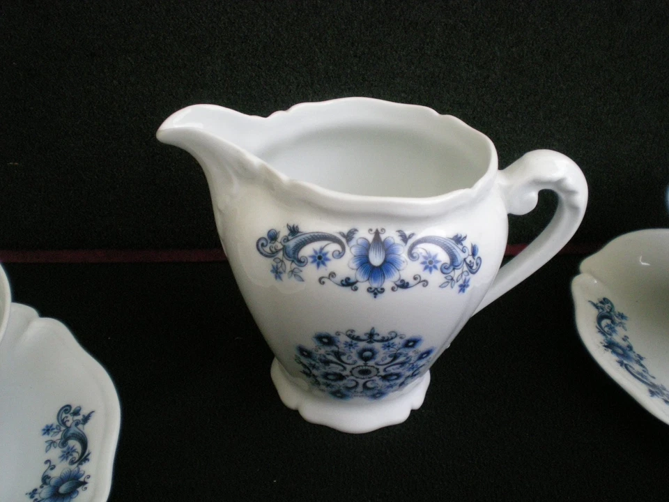 TASSES CREMIER DEJEUNER CAFE THE  ANC MANUFACTURE ROYALE LIMOGES PORCELAINE BLEU - Photo 4/4