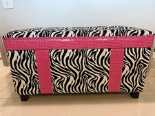 Zebra Print & Pink Storage Bench Decor Gigi 