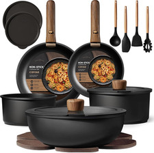 19-Piece Non-Stick Cookware Set with Detachable Handles, Induction & Oven Safe