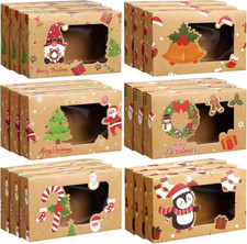 36 Pcs Christmas Cookie Boxes with Clear Window, Holiday Bakery Box Goodie Box C