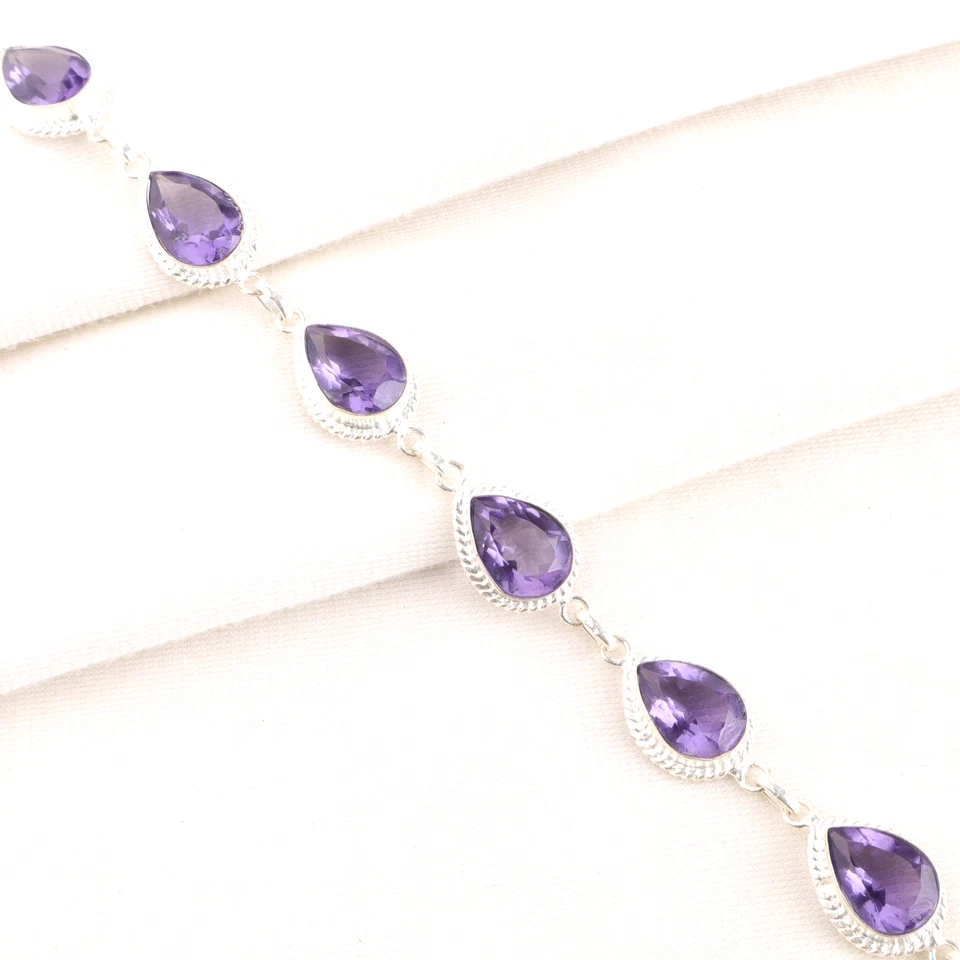 Iolith Quarz Edelstein 925 Sterlingsilber Handarbeit Schmuck Armband 8 Zoll - Bild 2 von 4