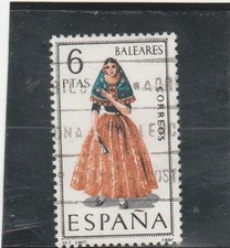 L1055 ESPAGNE TIMBRE N° Y&T 1455 de 1967 " Costumes Baleares  " Oblitéré