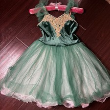 Enchanting Green Kids Costume Tutu Ballet Anna Frozen Inspired Dress size6-7
