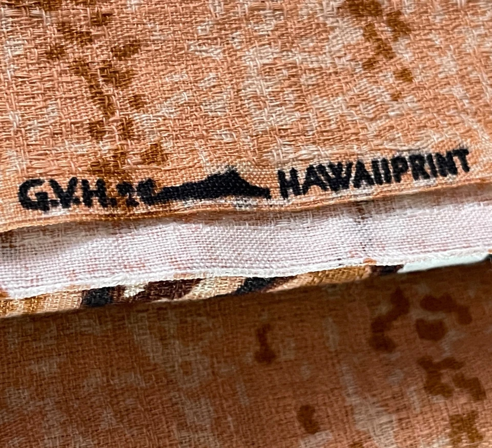 Lote de 2 Tela Tiki Estampado Polinesio GVH Hawaii 42x54" Cada De Colección Foto 4 de 4