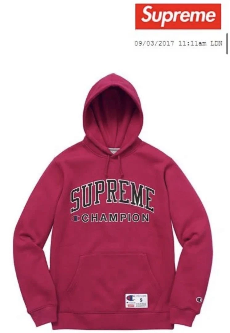 Sweat à capuche homme Supreme M Champion rouge iconique streetwear rare occasion limitée USA