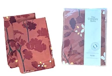 The Company Store King Flat Sheet, Rust Floral Percal NEW + 2 Std Pillowcases