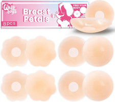 8 Pcs Reusable Silicone Nipple Covers for Women,Small Strong Adhesive Pasties
