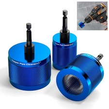 3 Pc Copper Pipe Cleaner Set 1/2" 3/4" 1" - Stainless Steel Drill Attachment Too