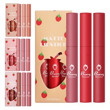Lápiz labial líquido resistente al agua para mujer 3 piezas 3 colores taza antiadherente aterciopelado mate