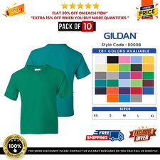 10 Pack Of Gildan G800B Youth 50/50 USA Cotton/Polyester T Shirt Stylish T-Shirt