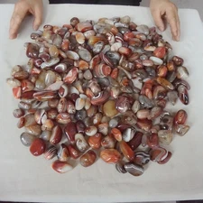 9.8LB 250Pcs Natural Banded Sardonyx Carnelian Agate Crystal Palm Stones Healing